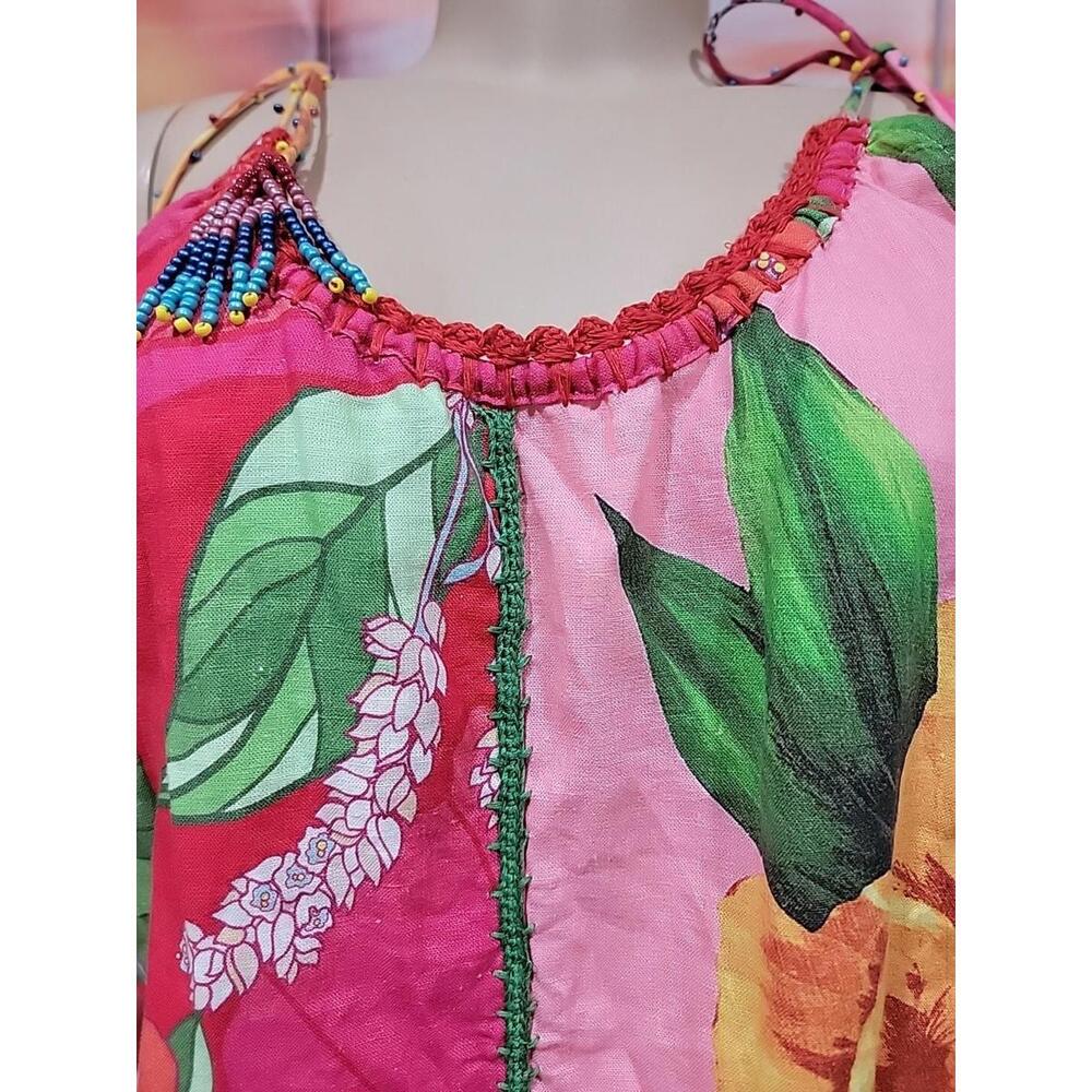 Farm Rio mixed garden tank top Size M Multicolor Linen Blend NEW #3 - Picture 8 of 15